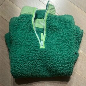 Aerie Green Sherpa Quarter-Zip Pullover